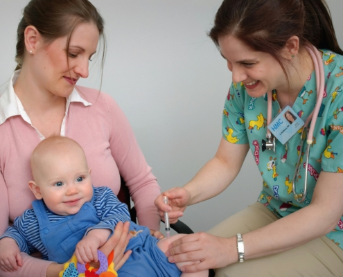 Medical image sharing - baby getting vaccinated